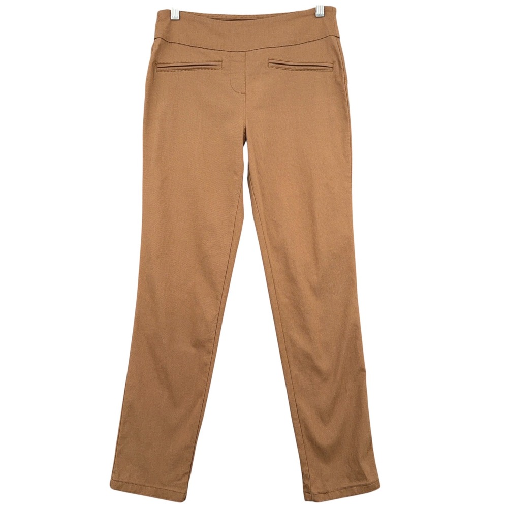 Eric Pull-On Slim Trousers Women 4 Rayon Nylon Spandex Brown